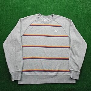 Nike Golf Sweatshirt Mens Large Gray Striped French Terry Fleece 749980-063